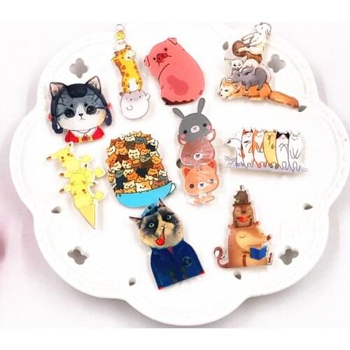 Lovely Trinkets 1Pcs Cartoon Character Icon Badge Cat Animal Shaped Acrylic Harajuku Style Badges Clothes Pins on Brooches