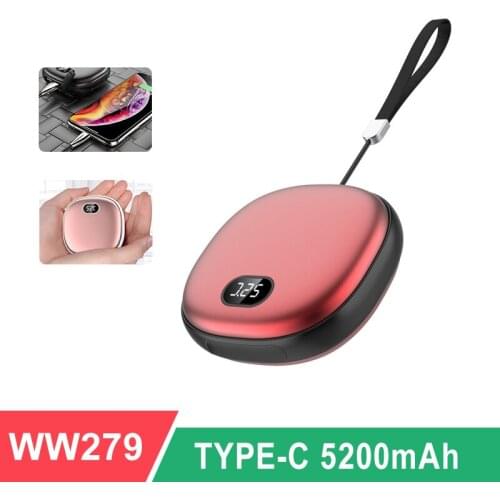 5200mAh Mini Hand Warmer Winter Hand Warmer Pocket Travel with Own Line Power Bank Mobile Power Fast Heating Pad