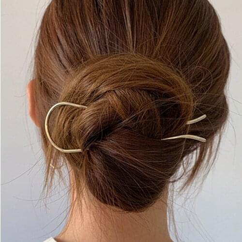 GSOLD Trendy Minimalist Temperament Metal Alloy U-Shaped Pin Hairpin Simple Hair Sticks For Women Girl Hairstyle Design Tools