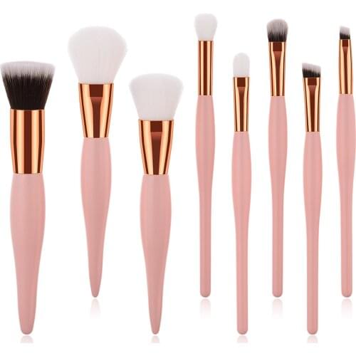 8pcs Professional Pink Makeup Brushes Set Soft Cosmetic Powder Foundation Eye Shadow Eyebrow Lip Brush Fashion Make up Tools Kit