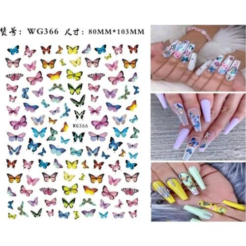 Butterfly nail stickers rainbow colors laser nail foils self glue manicure tip decoration slider nail decal WG044