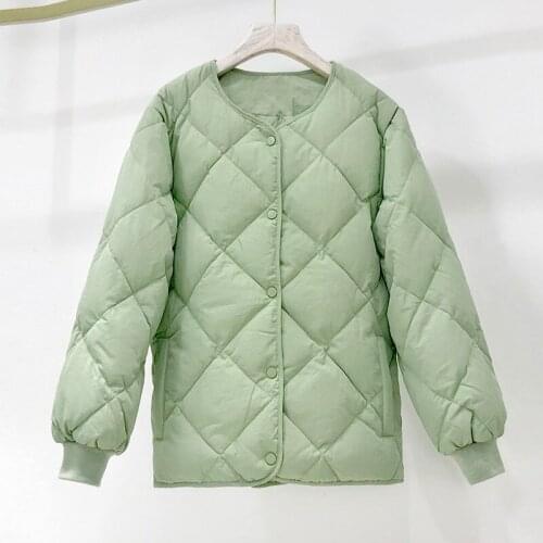 2020 New Women Autumn Winter Ultra Light White Duck Down Short Jacket Single Breasted Long Sleeve Down Parkas Female Coat