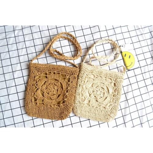 24x24.5CM 2020 New Crochet Flowers Straw Bag Summer Shoulder Bag Vacation Travel a6328
