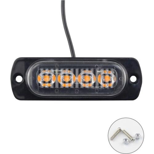New 4 Led Side Markers Warning Light Grille Flashing Lightbar Truck Car Beacon Lamp Amber Yellow White Traffic Light 12V - 24V