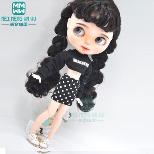 Blyth doll Clothes fashion sportswear, polka dot skirt for Blyth Azone OB23 OB24 1/6 doll accessories