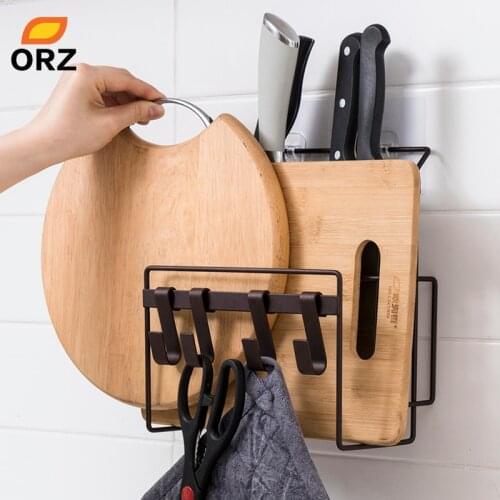 Kitchen Cutting Board Organizer Holder Knife Block Wall Mounted Storage Hooks Kitchen Accessories Utensil Holder Knife Stand