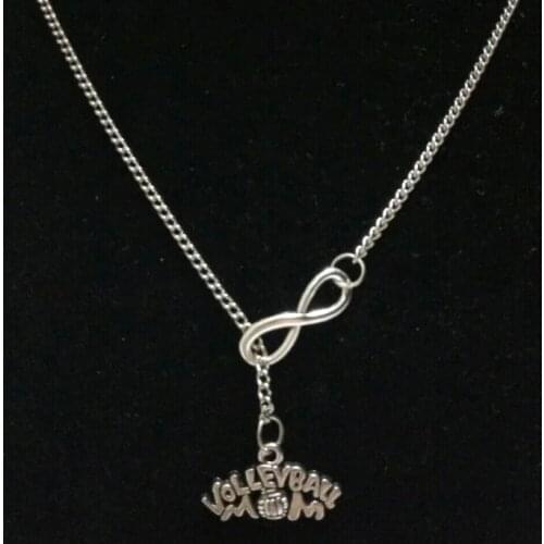 Fashion Vintage 5pcs/Lot Infinity Symbol Connections Number 8&VOLLEYBALL M M Charms Pendant Necklace 13