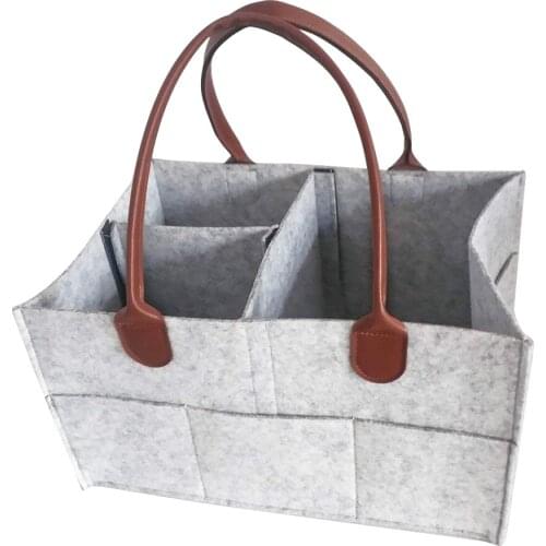 Portable Foldable Felt Diaper Storage Bags Kids Clothes Handbag Baby Care Diaper Storage Bag Felt Diaper Storage Basket