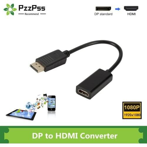 PzzPss 1080P DP to HDMI Cable Adapter Male To Female For HP/DELL Laptop PC Display Port to 1080P HDMI Cable Adapter Converter