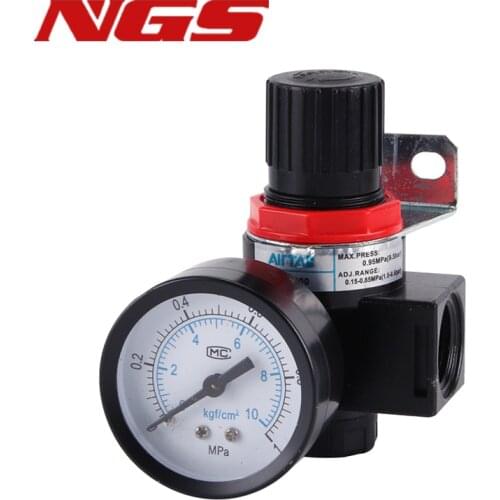 AR2000 G1/4 Mini Air Pressure Regulator Adjustable Pneumatic Reducing Valve With Gauge For Compressor AR1500 BR3000 BR4000 10bar