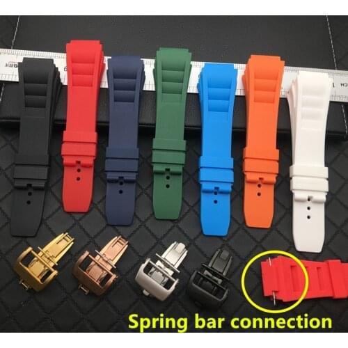 Soft Nature Silicone Rubber 25mm Watchband For Richard Watch Mille Strap band Bracelet butterfly buckle for spring bar series