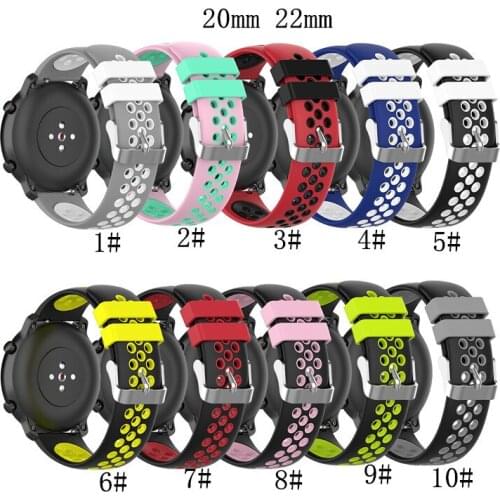 22mm Silicone Sport Band for Samsung Galaxy Watch 46mm SM-R800 Replacement 20mm Amazfit BIP Strap for Galxy Watch 42mm Wristband