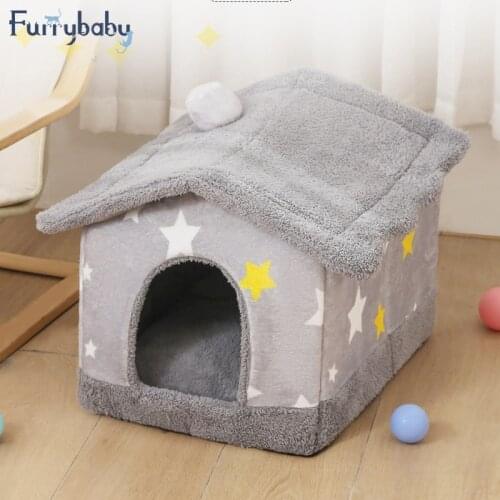 Foldable Deep Sleep Pet Cat House Indoor Winter Warm Cozy Cat Bed for Small Dog Cat Kitten Teddy Comfortable Kennel Pet Supplies