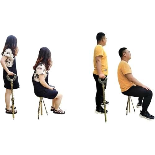 Folding Outdoor Camping Cane Seat Aluminum Alloy Cane Stool Telescopic Trekking Walking Stick Baton Hiking Crutch Chair