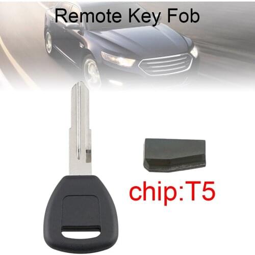 Bliack Uncut Blade Blank Car Key Replacement Ignition with T5 Transponder Chip HD106-PT5 Fit for Honda Car Key or Worn Case