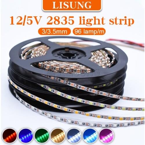 5m/roll Dc 5v 12v Led Strip Leds Tape Flexible Diode Ribbon Narrow Thin Warm White Green Bule Pink Decorative Light String