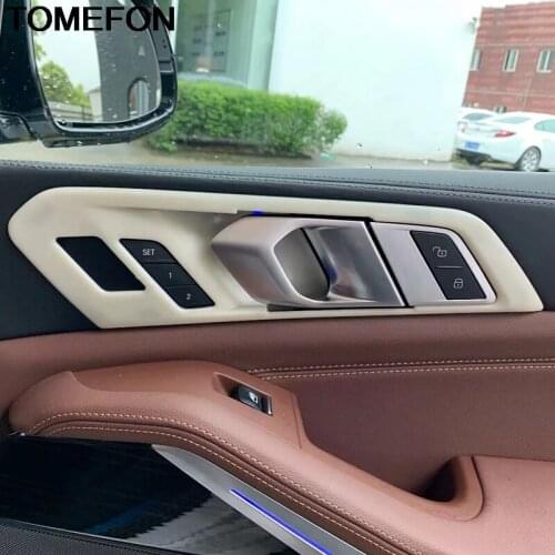 TOMEFON For BMW X5 G05 2019 2020 Car Side Door Inner Handle Sequin Bowl Decoration Sticker Cover Trim Interior Accessories ABS