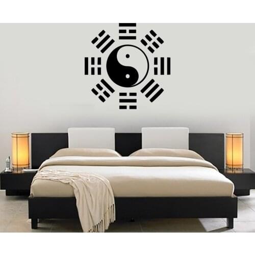 Oriental Chinese Philosophy Wall Stickers Vinyl Wallpaper Yin Yang Taiji Wall Decal Chinese Culture Mural Decor Bedroom SA218