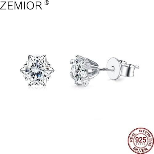 ZEMIOR S925 Sterling Silver Hexagonal Petals Earrings Three Models Fine Stud Earring For Women Teen Girls Jewelry Best Selling