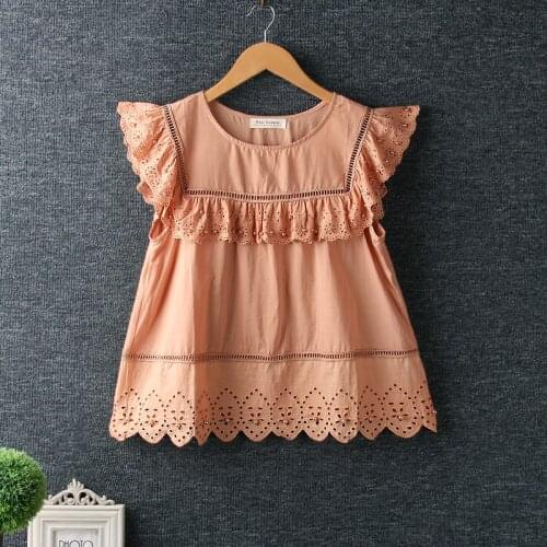 2019 new summer womens embroidery hollow out blouse female cotton loose O-Neck shirt women casual pullover tops