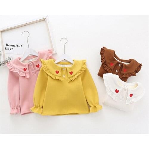 1 2 3 4 5 6 Years Toddler Girls Shirts Autumn Winter Thick Lapels Long Sleeves Tops For Girls Kids Clothing 2019 Fashion Shirt