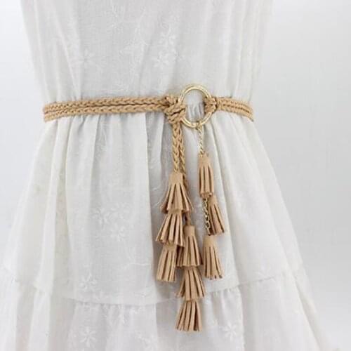 Females Dress Belt Creative Retro Woven Tassel Waist Belt Fashion Clothing Accessories Simple Dress Decoration For Female 2021
