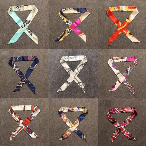 New Silk Scarf Women Fashion Bandana Spring Head Hair Tie Band Neckerchief Summer Print Wraps Brand Design Foulard Femme