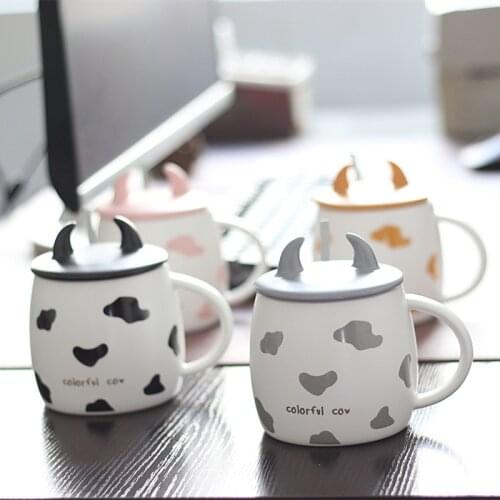 1pcs Fresh Creative Design Milk Mug Profusion Cow Cup Spot Ceramic Lovely Cartoon Ceramic Coffee Set Kawaii Mug