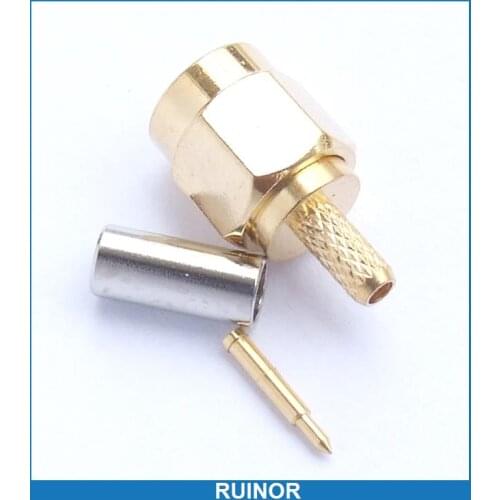 100pcs SMA Male Plug Crimp RF Connector for LMR100 RG316 RG174 Cables