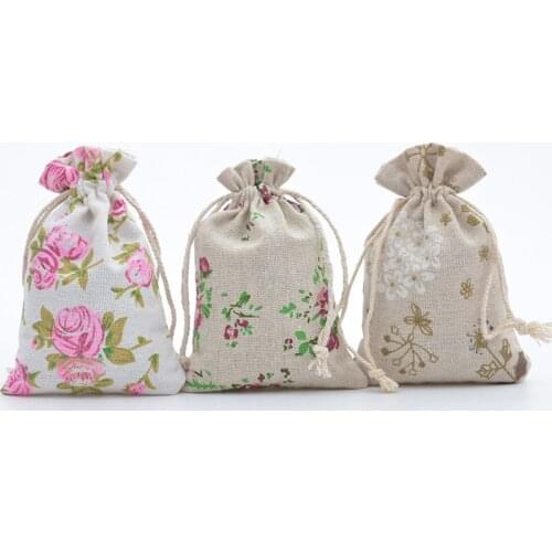10x14cm 5pcs/lot Small Cotton Bags Party Wedding Favors Drawstring Pouches Gift Bag Cute Jewelry Candy Gifts Packaging Bags