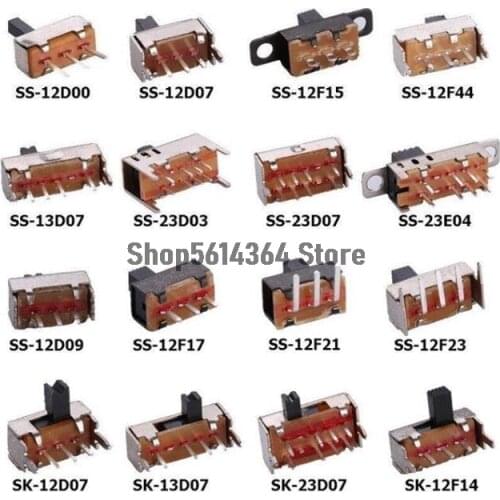 20Pcs 3/4/5mm Height Knob Slide Switch SS 12D00 12D07 12F15 12F4413D07 23D03 23D07 23E04 12D09 12F17 12F21 12F23 12D07 13D07
