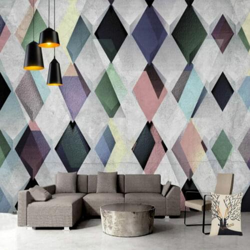 3d Wallpaper Living Room Home Improvement Wallpaper Background Wall Painting Minimalistic purple abstract geometric pattern