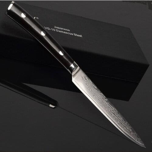 5inch Fruit Paring Kitchen Knife Japanese VG10 Damascus Steel Chef Peeling Utility Knives Cooking Tools with Ebony Handle 24