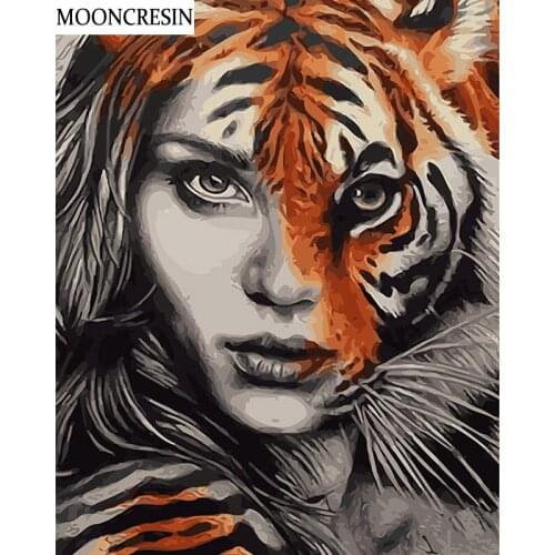 5D Diy Diamond Painting Full Square Woman Tiger Mask Mosaic Needlework Home Decor Diamond Embroidery Cross Stitch New Year Gift