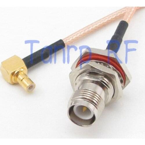 8in RP TNC female jack to SMB male right angle RF adapter connector 20CM Pigtail coaxial jumper cable RG316 extension cord