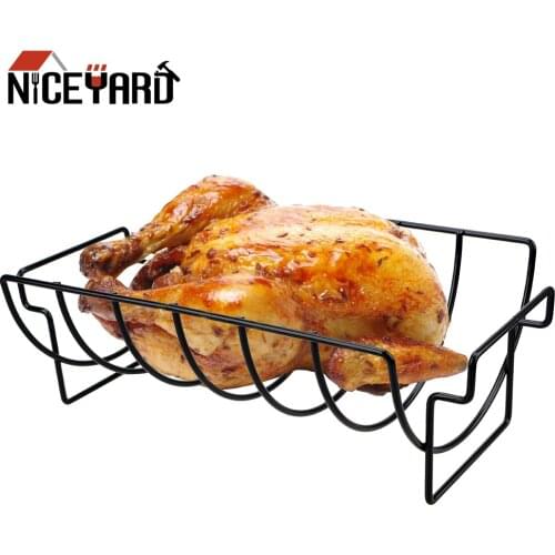 NICEYARD Non-stick Barbecue Grill Rack Roasting Rib Rotisserie Steak Rack Holders Stand For Household Outdoor Camping