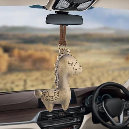 Car Pendant Cute Bronze Baby Horse Colt Hanging Ornaments Automobiles Rearview Mirror Suspension Decoration Accessories Gifts