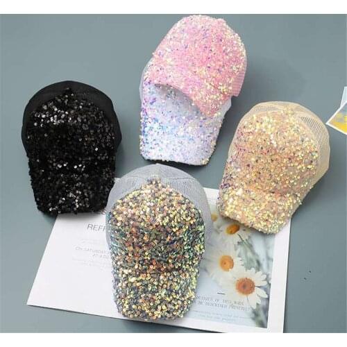 2020 Washed Cotton Shinning Patchwork Light Board Womens Baseball Cap Multi-Color Adjustable Cap Casual Baseball Hat M010