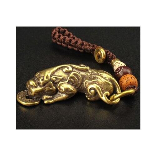 Handmade pure brass key ring pendant retro men and women pendant lucky lucky couple gift jewelry gift——brave troops