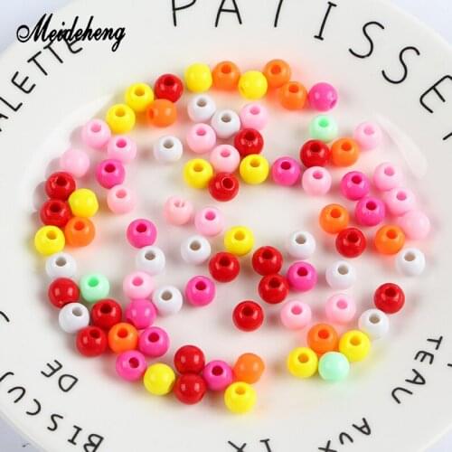 Meideheng Acrylic Round Big Hole Beads Handmade Bead For Needlework DIY Necklace Bracelets For Kids Women Design Wholesale