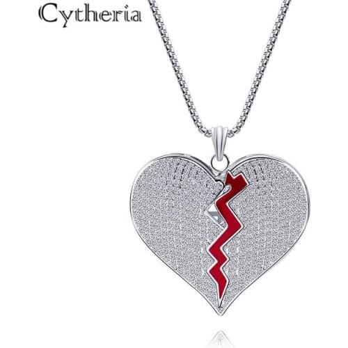 Cytheria silver color Broken heart lost love pendant necklace for women men Break up gifts