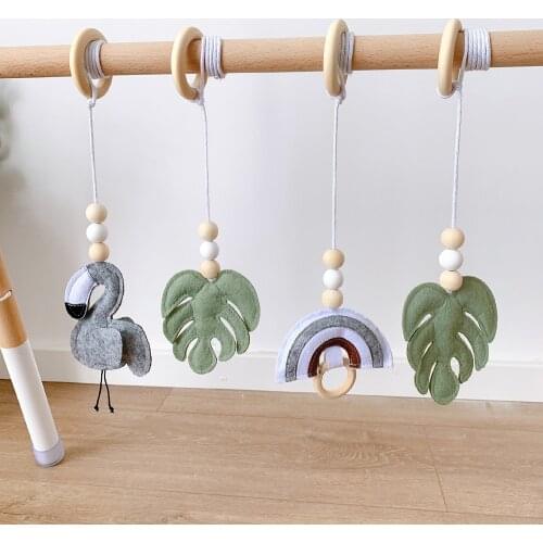4Pcs/set Wood Baby Toys Play Nordic Style Baby Gym Sensory BPA Free Organic Material Wooden Frame Infant Room Baby Toys Rattles
