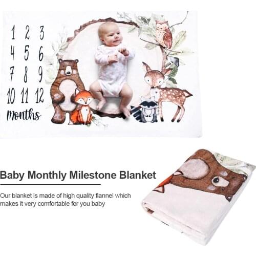 Baby Milestone Memorial Decorative Blanket Flannel Baby Photo Photography Prop Photograph Growth Memorial Blanket