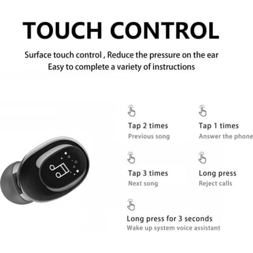 F911 In-Ear Mini Ture Wireless Earphone Invisible Tounch Control Stereo Earbud Headset Bluetooth-compatible Headphone 2021