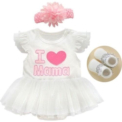 Cotton Baby Dress Lace Christening Gown Baptism Clothes Headband Socks Newborn Kids Birthday Princess Infant Party Costume