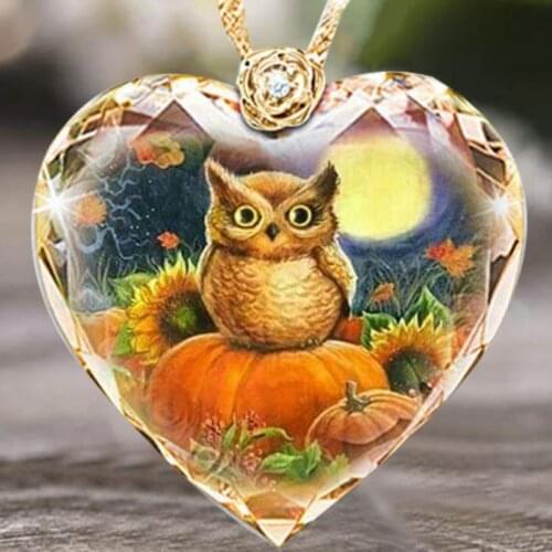 Exquisite Fashion Owl Jewelry Necklace Charms Pumpkin Crystal Jewelry Fine Accessories for Women Heart Necklace Crystal Necklace