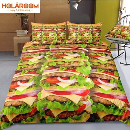 Children Room Bedding Set Hamburg Pattern Duvet Cover Set King Queen Size Quilt Cover Print Bedclothes Creative Comforter Cover