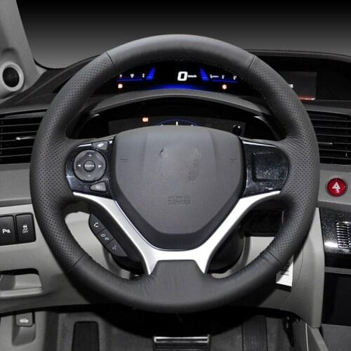 Leather Hand Sewing Car Steering Accessories Wheel Cover 38cm for HONDA civic g9 for honda jade 2011 2013 2014 2015