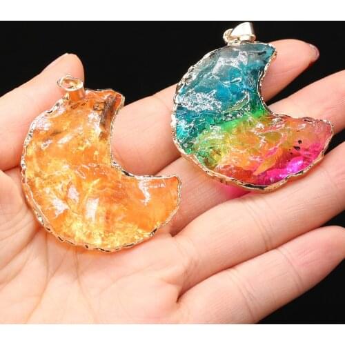 Hot Sale Natural Crystal Pendant Irregular Colorful Rainbow Stone Quartz Chakra Rock Charms for Jewelry Making DIY Necklace Gift