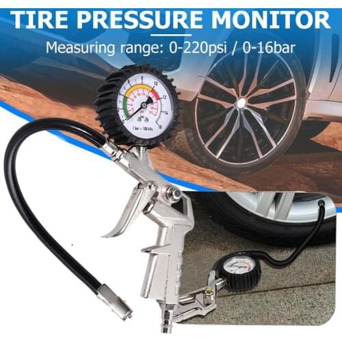 Auto Tire Pressure Gauge For Car Motorcycle SUV Inflator Pumps Tire Repair Tools Pressure Gun Type For Air Compressor Wholesales